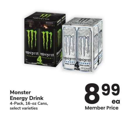 Monster Energy Drink - 4 - Pack, 16 - oz Cans, select varieties