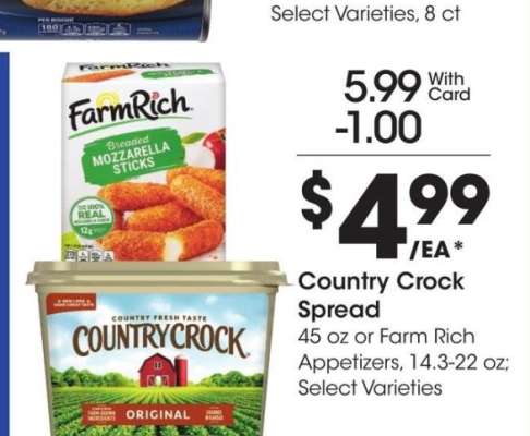 Country Crock Spread* - 45 oz or Farm Rich Appetizers, 14.3-22 oz; Select Varieties