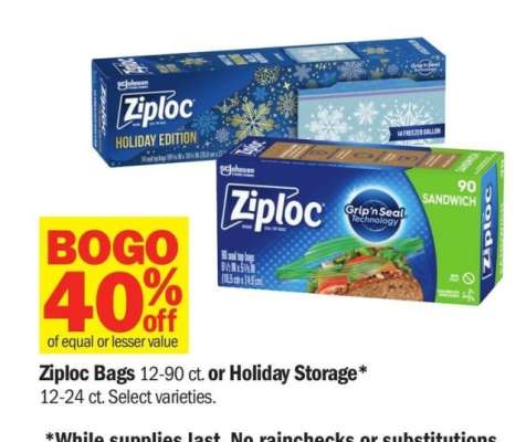 Ziploc Bags 12-90 ct. or Holiday Storage* 12-24 ct. - Select varieties.