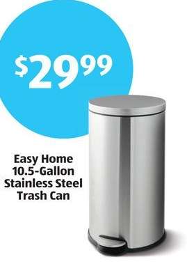 Easy Home 10.5-Gallon Stainless Steel Trash Can