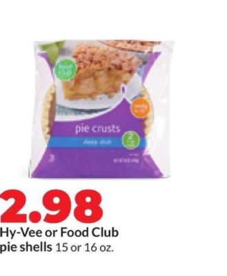 Hy-Vee or Food Club pie shells