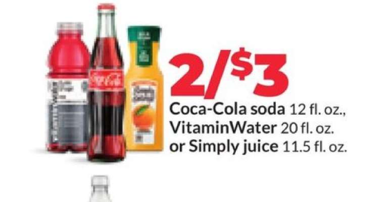 Coca-Cola soda, VitaminWater, Simply juice