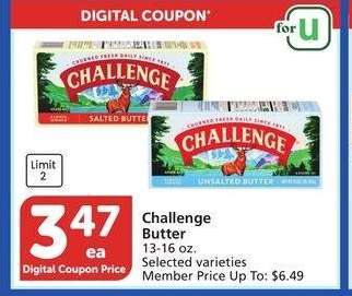 Challenge Butter - 13-16 oz. Selected varieties Member Price Up To: $6.49