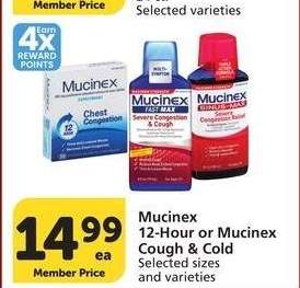 Mucinex 12-Hour or Mucinex Cough & Cold - Selected sizes and varieties