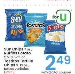 Sun Chips 7 oz., Ruffles Potato 5.5-8.5 oz. or Tostitos Tortilla Chips 9-13 oz. - select varieties