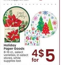 Holiday Paper Goods - 8-16 ct., select varieties