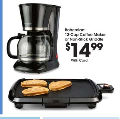 Bohemian: 12-Cup Coffee Maker or Non-Stick Griddle