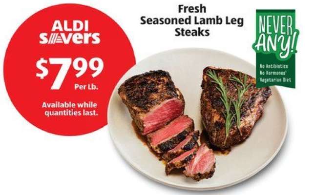 NEVER ANY! Fresh Seasoned Lamb Leg Steaks