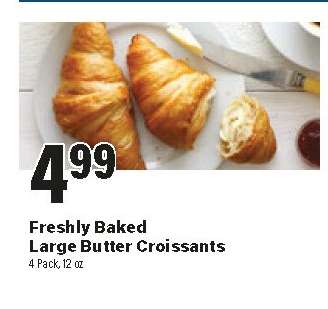 Freshly Baked Large Butter Croissants