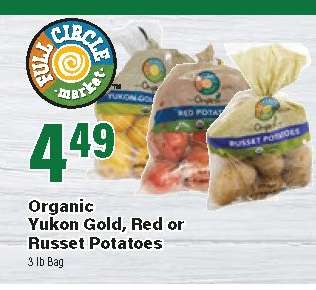 Organic Yukon Gold, Red or Russet Potatoes