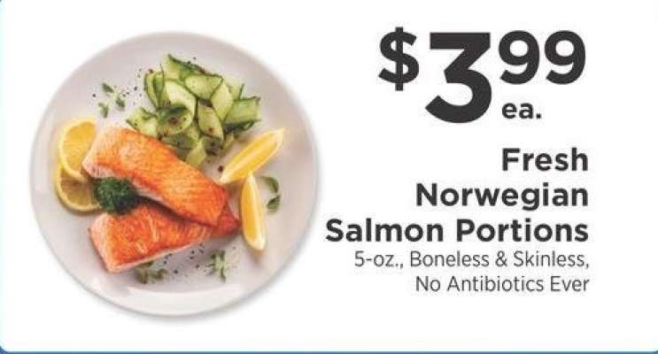 Fresh Norwegian Salmon Portions - 5 - oz., Boneless & Skinless, No Antibiotics Ever