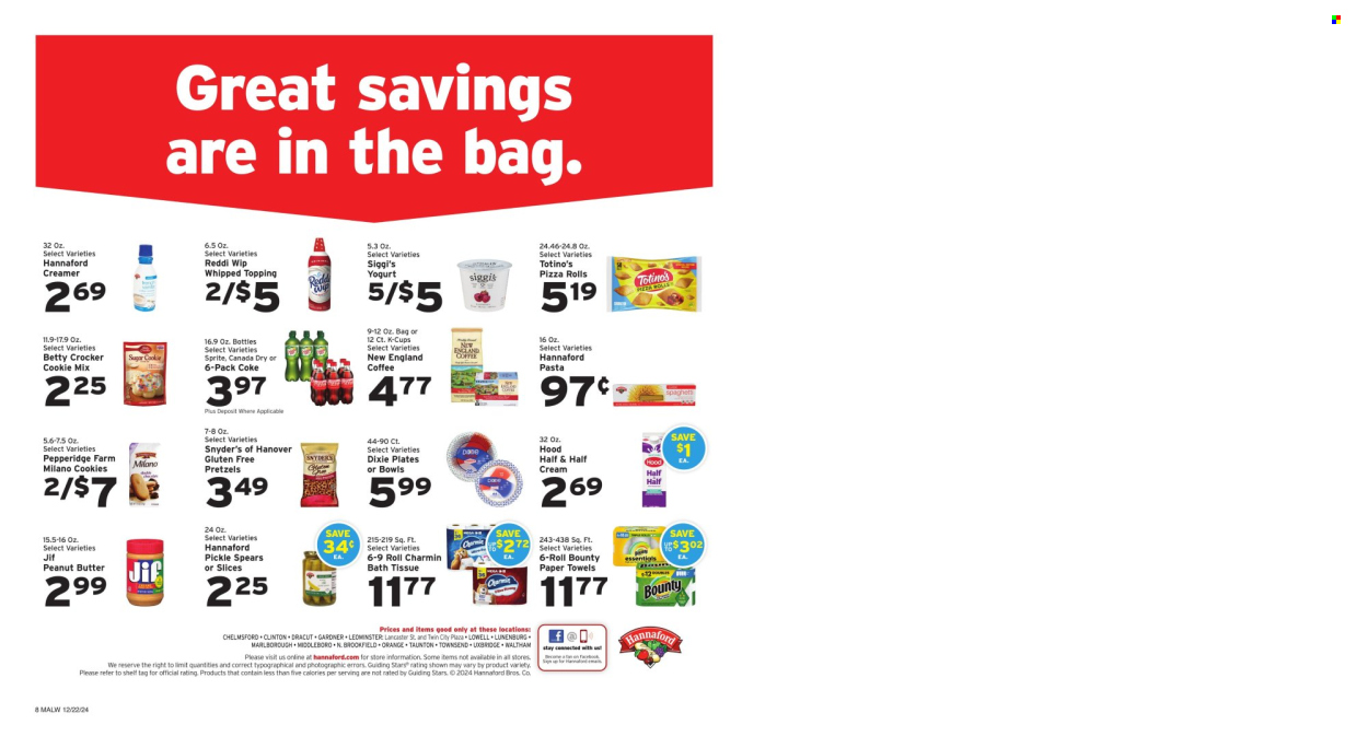 Hannaford ad - 12/22/2024 - 12/28/2024. Page 1