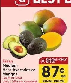 Medium Hass Avocados or Mangos - Fresh