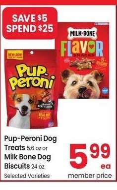 Pup-Peroni Dog Treats 5.6 oz or Milk Bone Dog Biscuits 24 oz - Selected Varieties