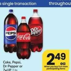 Coke, Pepsi, Dr Pepper or 7•UP - Select Varieties

Single Item Price: $3.49 ea.

Mix or Match on any 5 or more participating items.