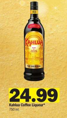 Kahlua Coffee Liqueur - 750 ml.
Not all advertised alcoholic beverages available in all stores. All wine 750ml unless otherwise noted. Please consume alcoholic beverages in moderation. Plus deposit where applicable.