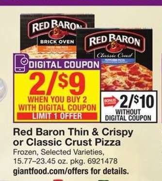 Red Baron Thin & Crispy or Classic Crust Pizza