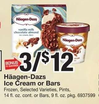 Häagen-Dazs Ice Cream or Bars