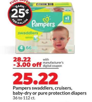 Pampers swaddlers, cruisers, baby-dry or pure protection diapers