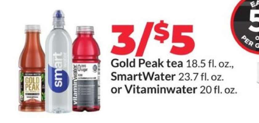 Gold Peak tea, SmartWater, or Vitaminwater