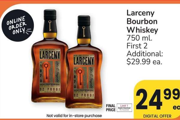 Larceny Bourbon Whiskey - 750 ml.