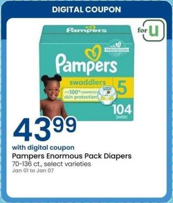 Pampers Enormous Pack Diapers - 70-136 ct., select varieties