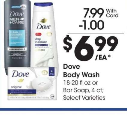 Dove Body Wash - 18-20 fl oz or Bar Soap, 4 ct; Select Varieties