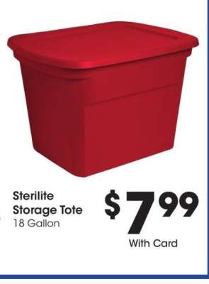 Sterilite Storage Tote - 18 Gallon