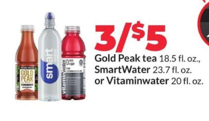 Gold Peak tea, SmartWater, Vitaminwater