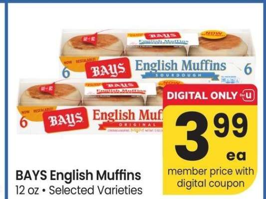 Bays English Muffins - 12 oz • Selected Varieties