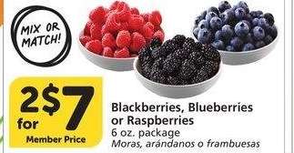 Blackberries, Blueberries or Raspberries - 6 oz. package
MIX OR MATCH!