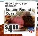 USDA Choice Beef Boneless Bottom Round Roast