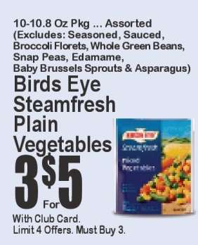 Birds Eye Steamfresh Plain Vegetables